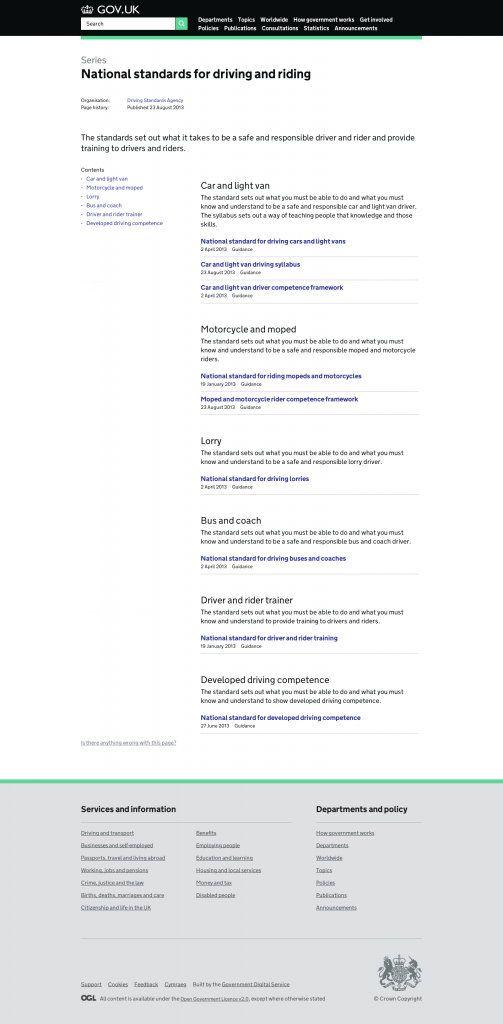 New, curated, document series - Driving Standards Agency 