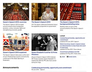 Featured items on the Queen's Speech topical event page