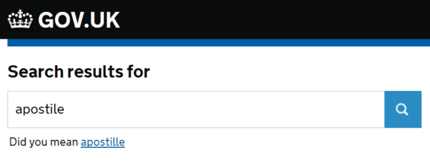 Spelling suggestion for apostile