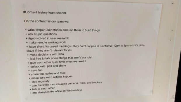 Content History team charter