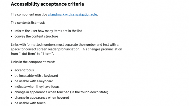 Accessibility criteria for our content list component