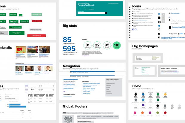 A group of GOV.UK designs and design elements