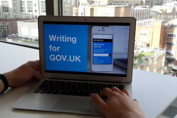 Computer screen showing GOV.UK writing course