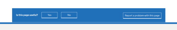 Screenshot of GOV.UK with the user feedback banner