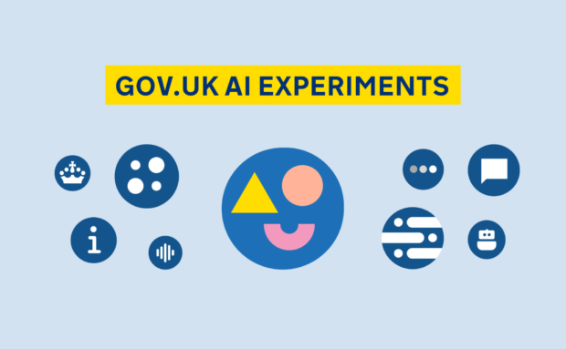 An image titled GOV.UK AI Experiments, showing a selection of exploratory icons for new product propositions for GOV.UK
