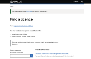The new Find a Licence tool